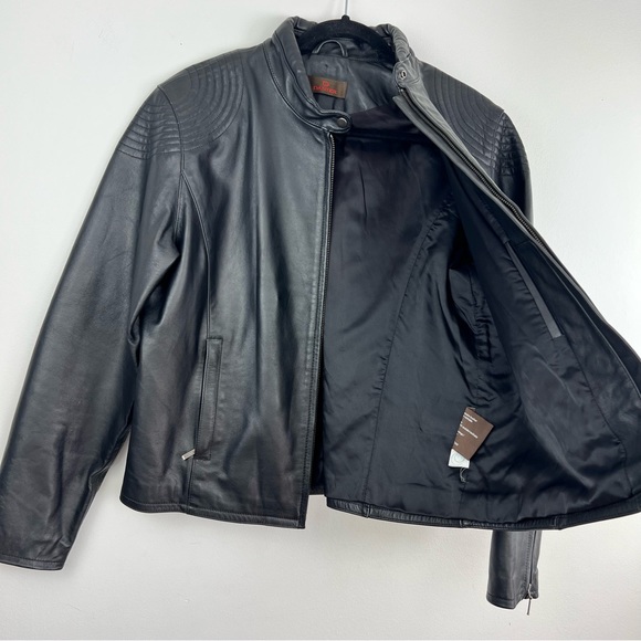 Danier Authentic Black Zip Up Genuine Leather Moto Biker Jacket Women - Picture 13 of 16